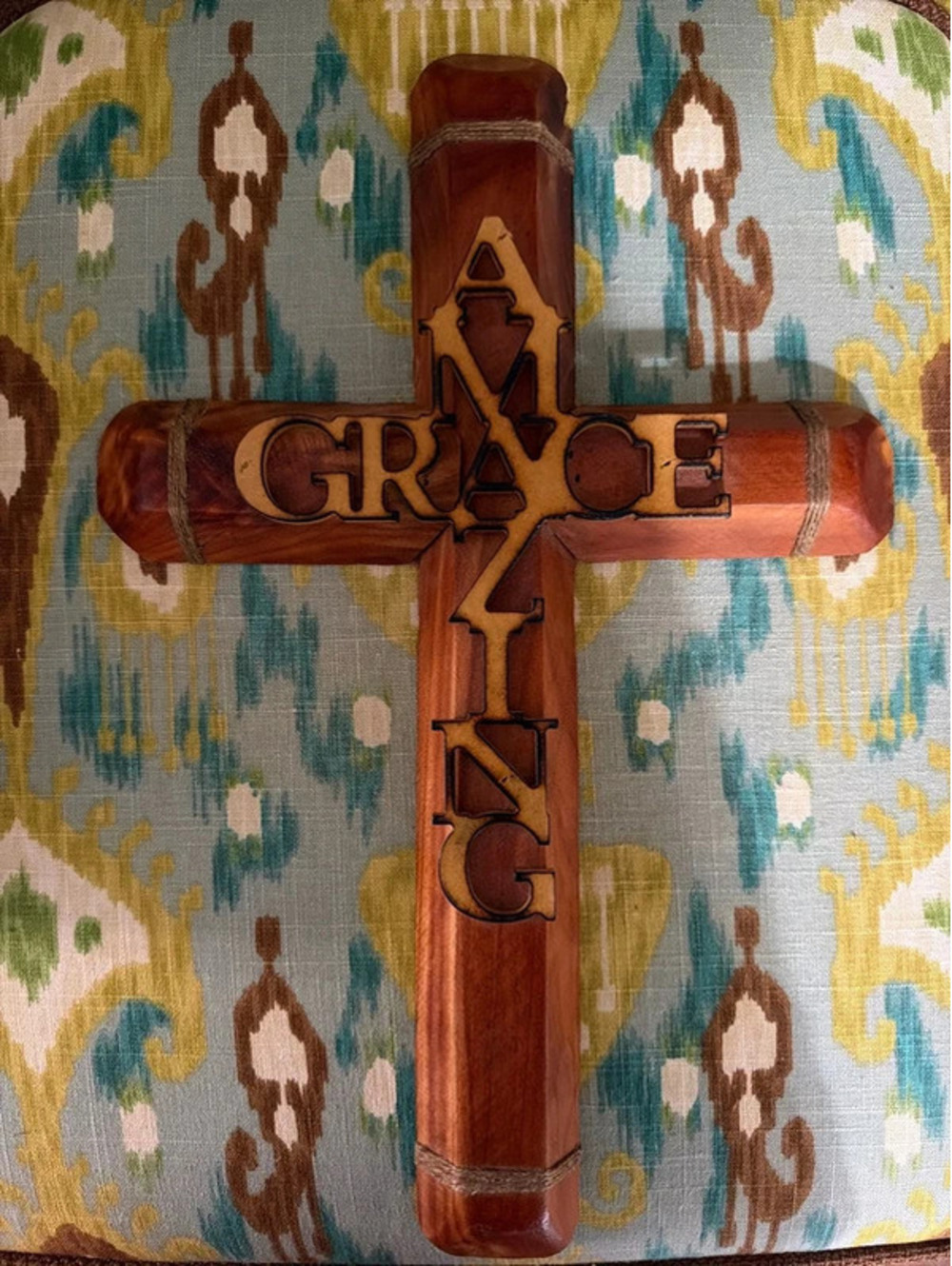 Rustic Wooden “Amazing Grace” Cross